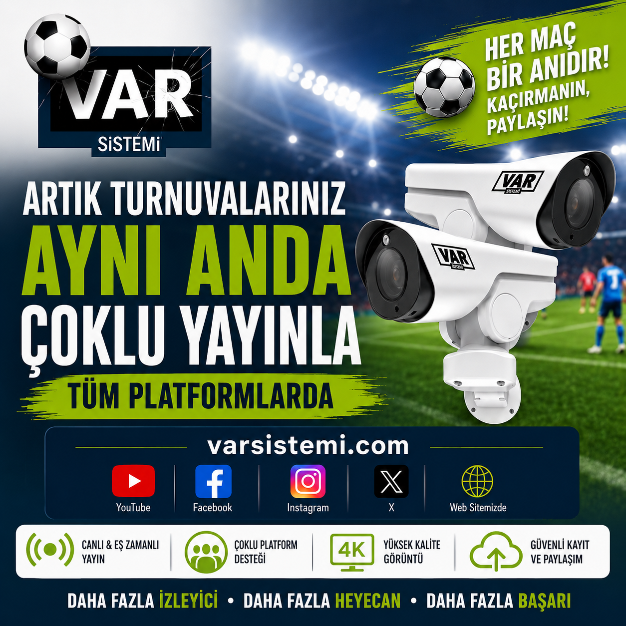Turnuvalarınıza Çoklu Yayın Hizmeti 